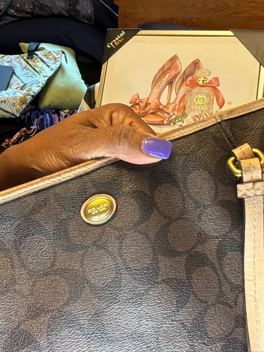 Coach Brown Signature Canvas Tote with Tan Leather Straps